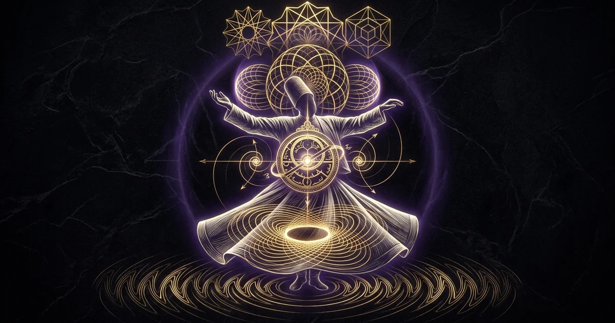 Cover illustration for treatise: Sufi Whirling Sema Dervish Zikr Divine Remembrance Ecstasy