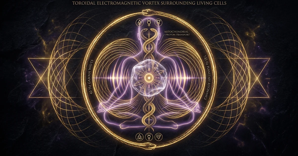 Cover illustration for treatise: Torus Energy Field Merkaba Microcellular Bioelectromagnetism