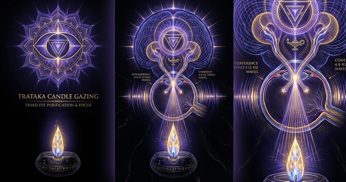 Cover illustration for treatise: Trataka Candle Flame Gazing Concentration: Ajna Purification