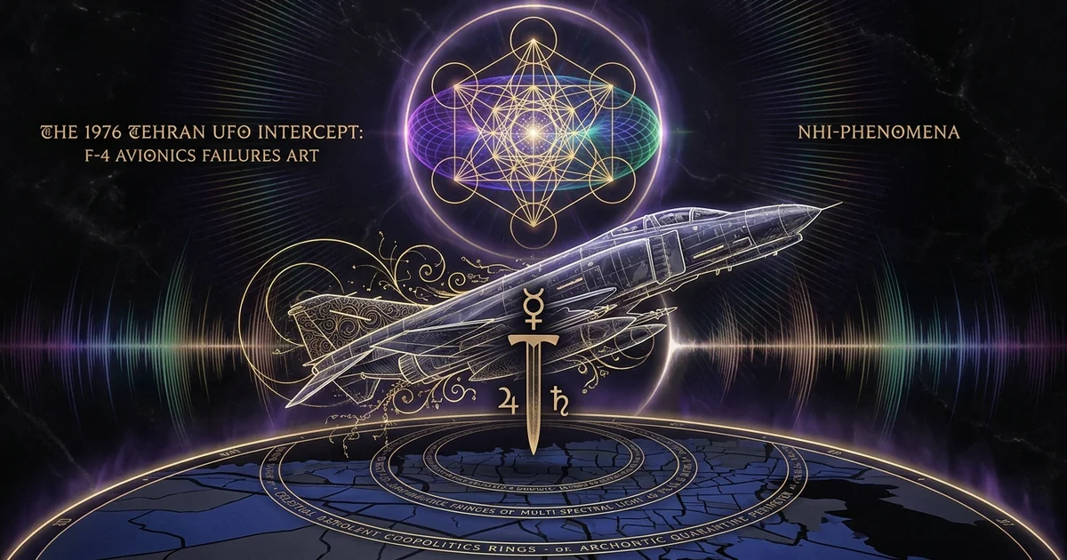 Cover illustration for treatise: Tehran 1976 Ufo Intercept F-4 Phantom Avionics Failure