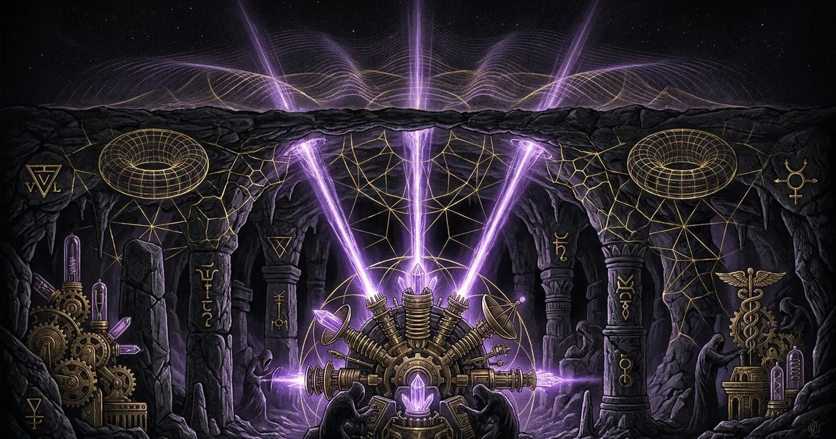 Cover illustration for treatise: Richard Shaver Mystery Deros Teros Detrimental Robots Ray