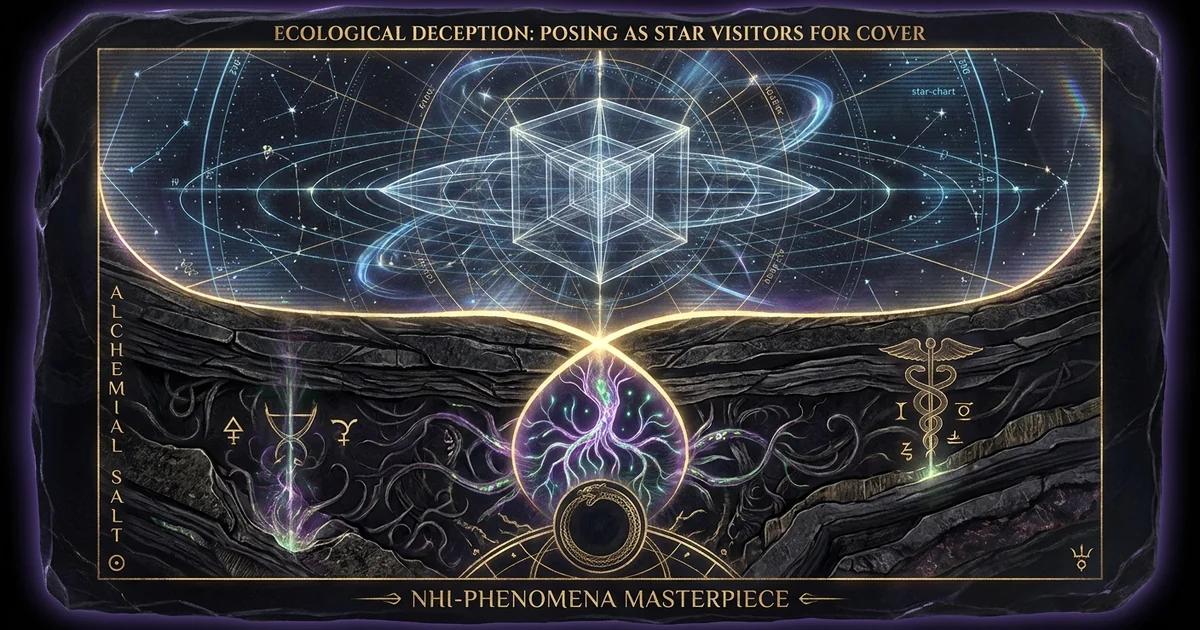 Cover illustration for treatise: Ecological Deception Staging Extraterrestrial Origins