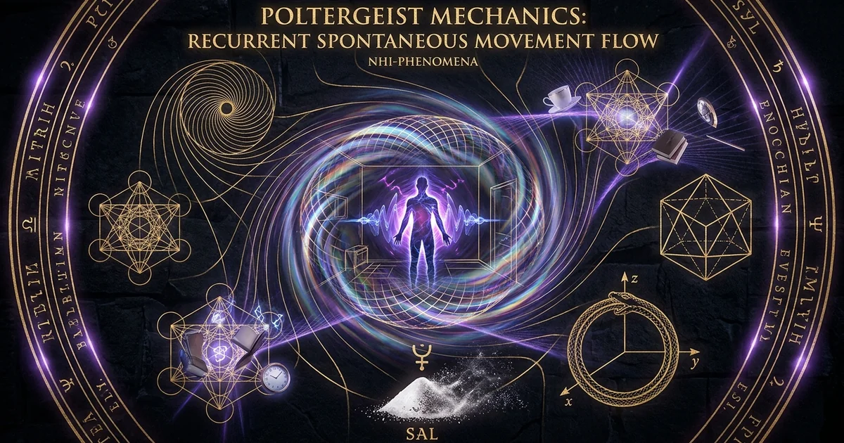 Cover illustration for treatise: PoltergeistMechanicsRSPKRecurrentSpontaneousPsychokinesisUAP