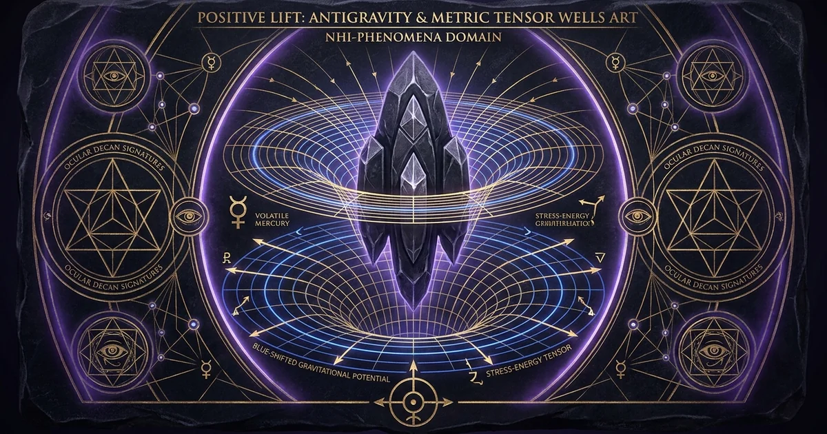 Cover illustration for treatise: Positive Lift UAP Antigravity Metric Tensor Engineering