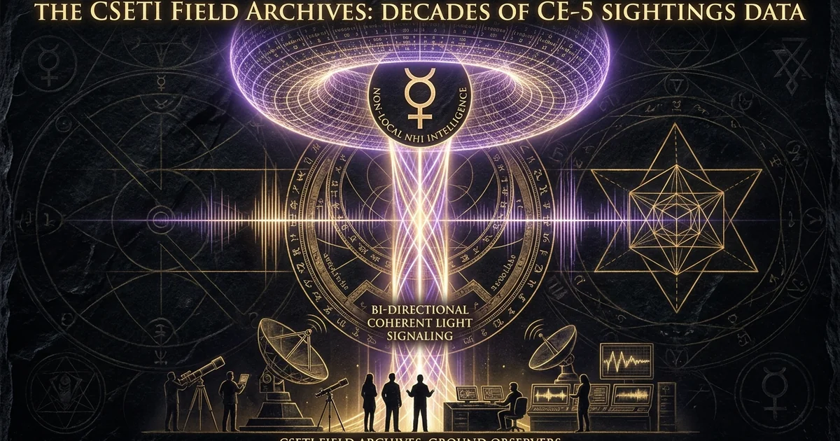 Cover illustration for treatise: CSETI Field Archives Decades CE5 Observational Reports Greer