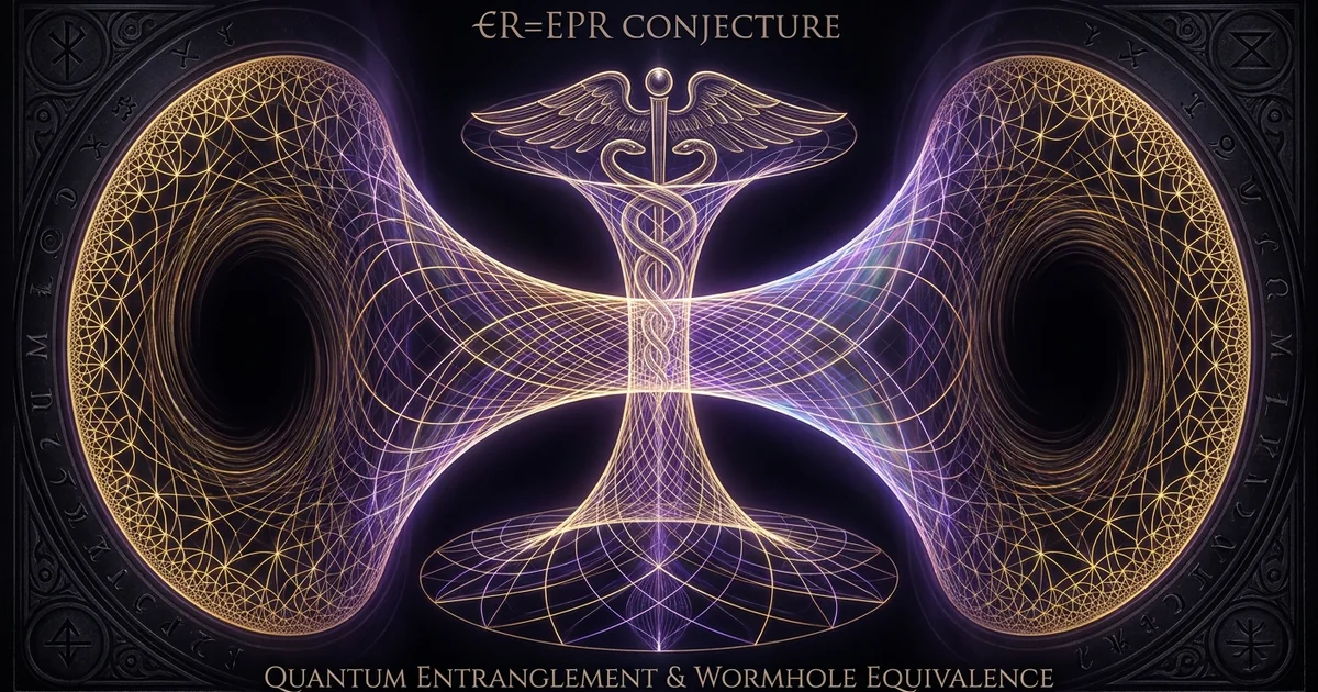 Cover illustration for treatise: ER EPR Conjecture Juan Maldacena Leonard Susskind Wormholes