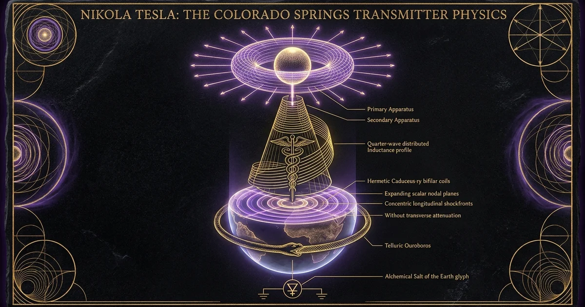 Cover illustration for treatise: Nikola Tesla Magnifying Transmitter Colorado Springs Physics