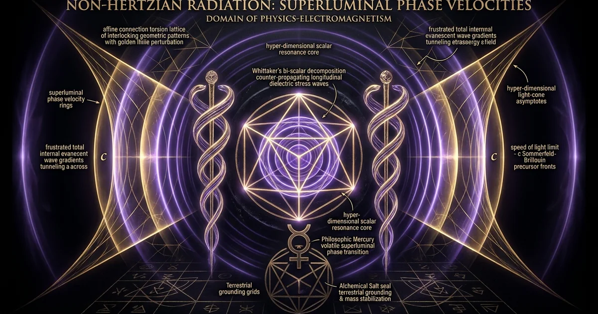 Cover illustration for treatise: Nonhertzian Radiation Superluminal Phase Velocity Tesla Wave