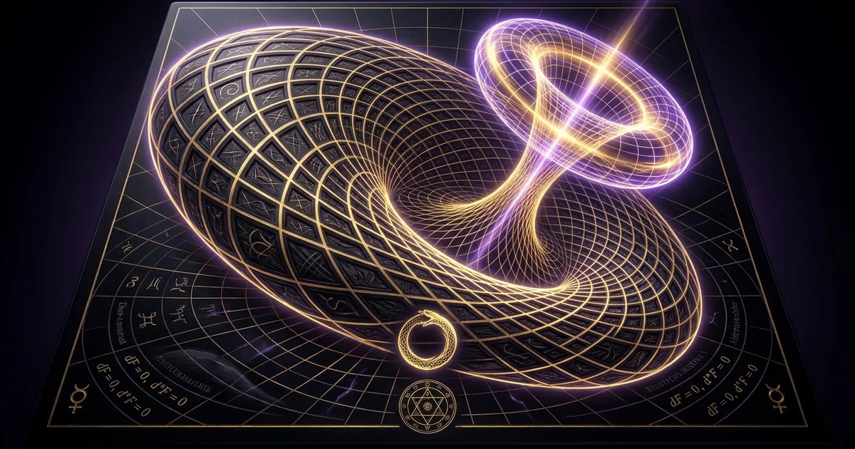 Cover illustration for treatise: John Archibald Wheeler Geometrodynamics Mass Without Charge