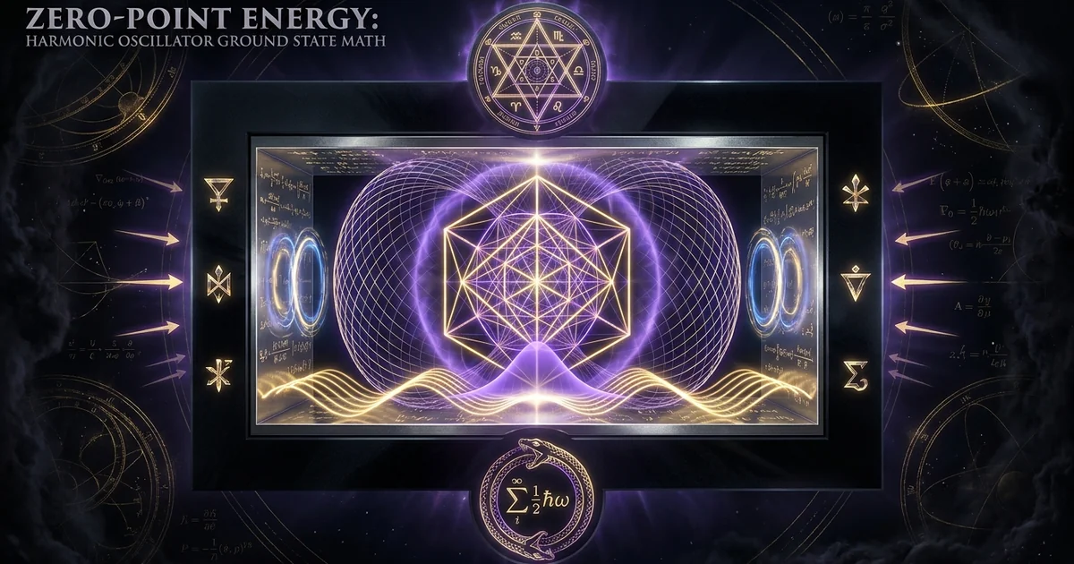 Cover illustration for treatise: Zero Point Energy 1/2 Hbar Omega Harmonic Oscillator Ground
