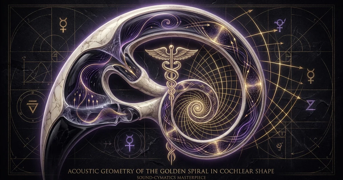 Cover illustration for treatise: Logarithmic Spiral Cochlea Golden Ratio Acoustic Impedance