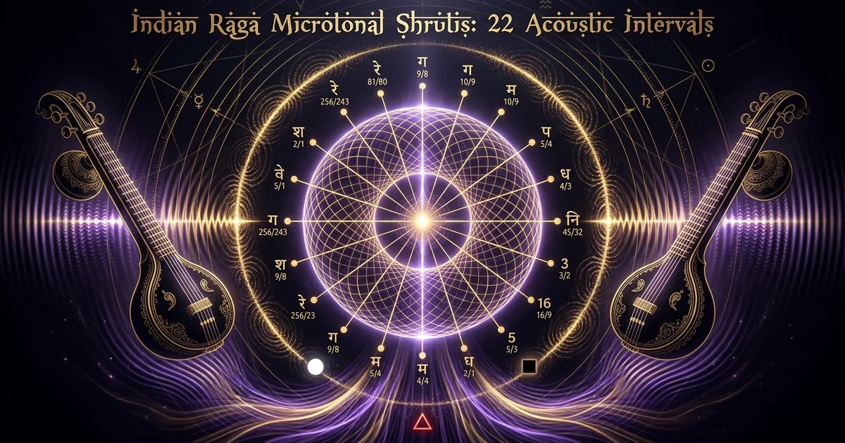 Cover illustration for treatise: 22 Shrutis Indian Classical Music Microtonal Intervals Raga