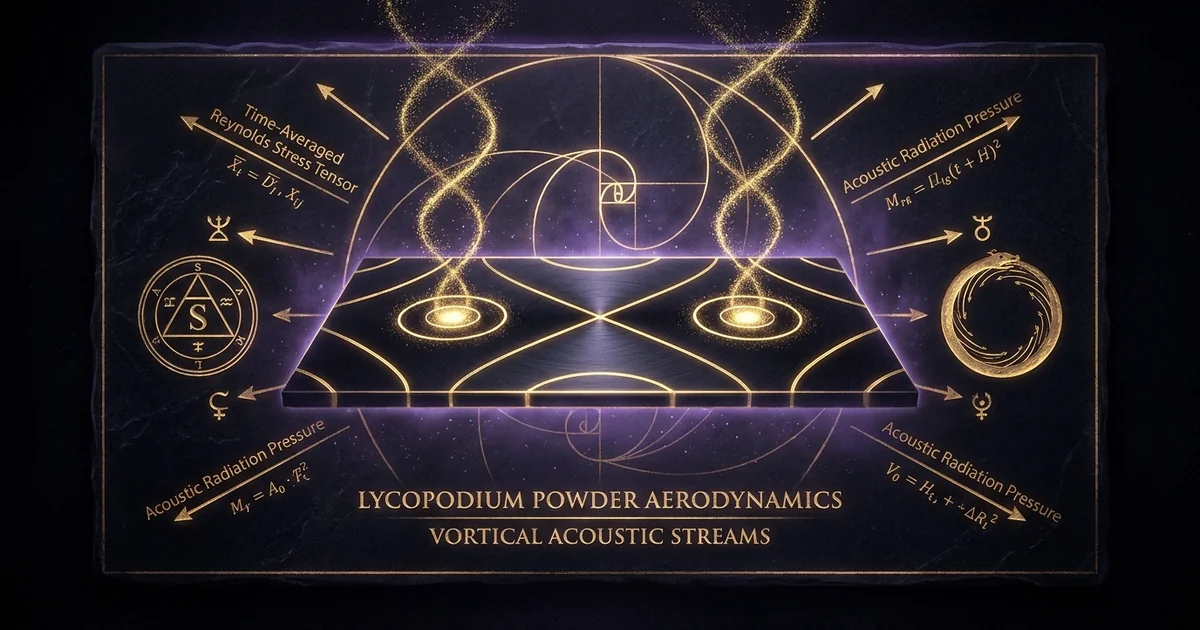 Cover illustration for treatise: Lycopodium Powder Acoustic Streaming Air Boundary Vortices