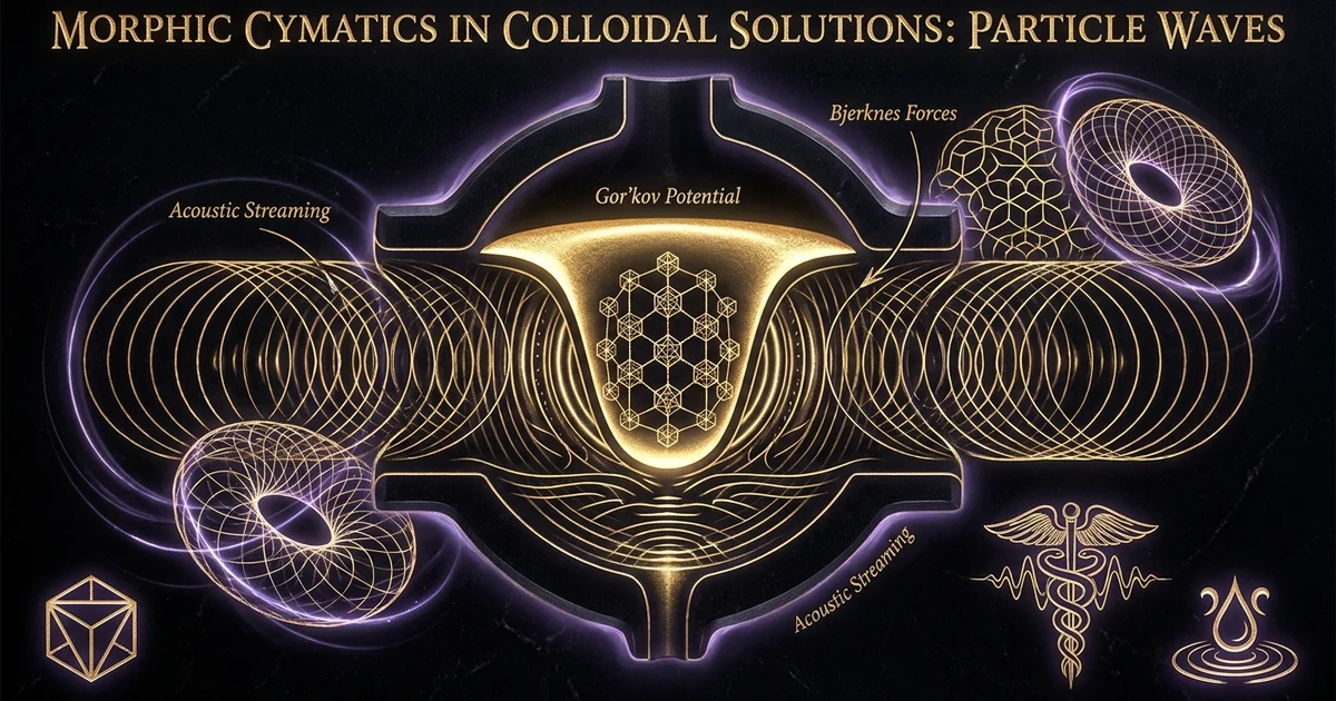 Cover illustration for treatise: Colloidal Solution Cymatics Directed Self Assembly