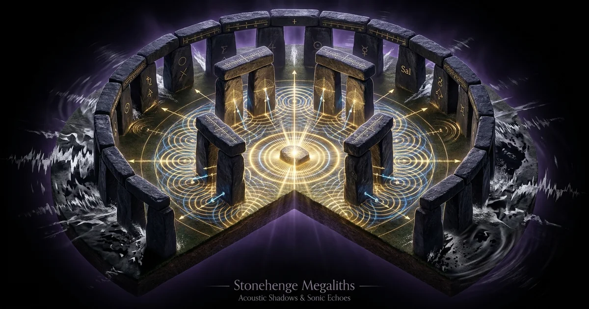 Cover illustration for treatise: Stonehenge Sarsen Circle Shadows: Acoustics, Reverberation