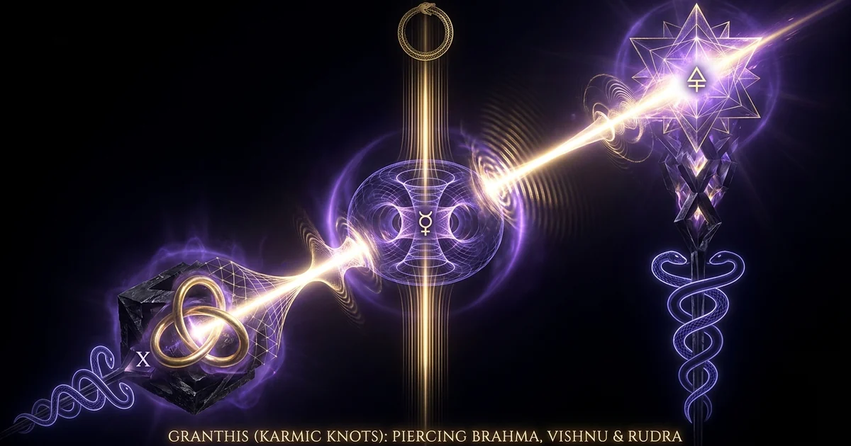 Cover illustration for treatise: Piercing Three Psychic Knots: Brahma, Vishnu, Rudra Granthis