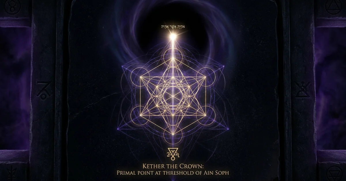 Cover illustration for treatise: Kether Crown Primal Point: Ain Soph Kabbalah First Sephirah