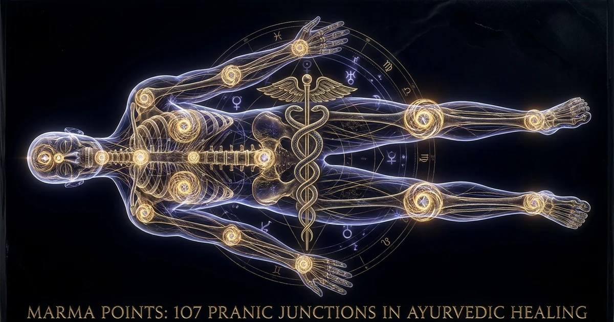 Cover illustration for treatise: Sushrutayurveda: 107 Marma Points Vital Energy Intersections
