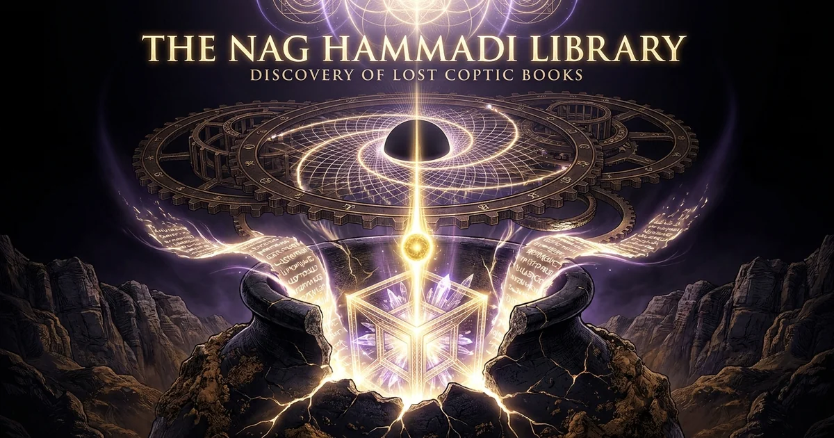 Cover illustration for treatise: Nag Hammadi Library Discovery 1945 Coptic Gnostic Codices