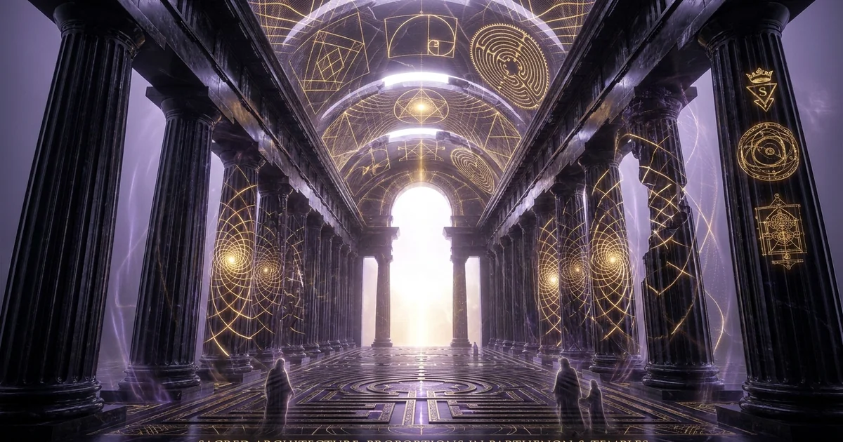 Cover illustration for treatise: Sacred Architecture Golden Ratio Proportions Parthenon