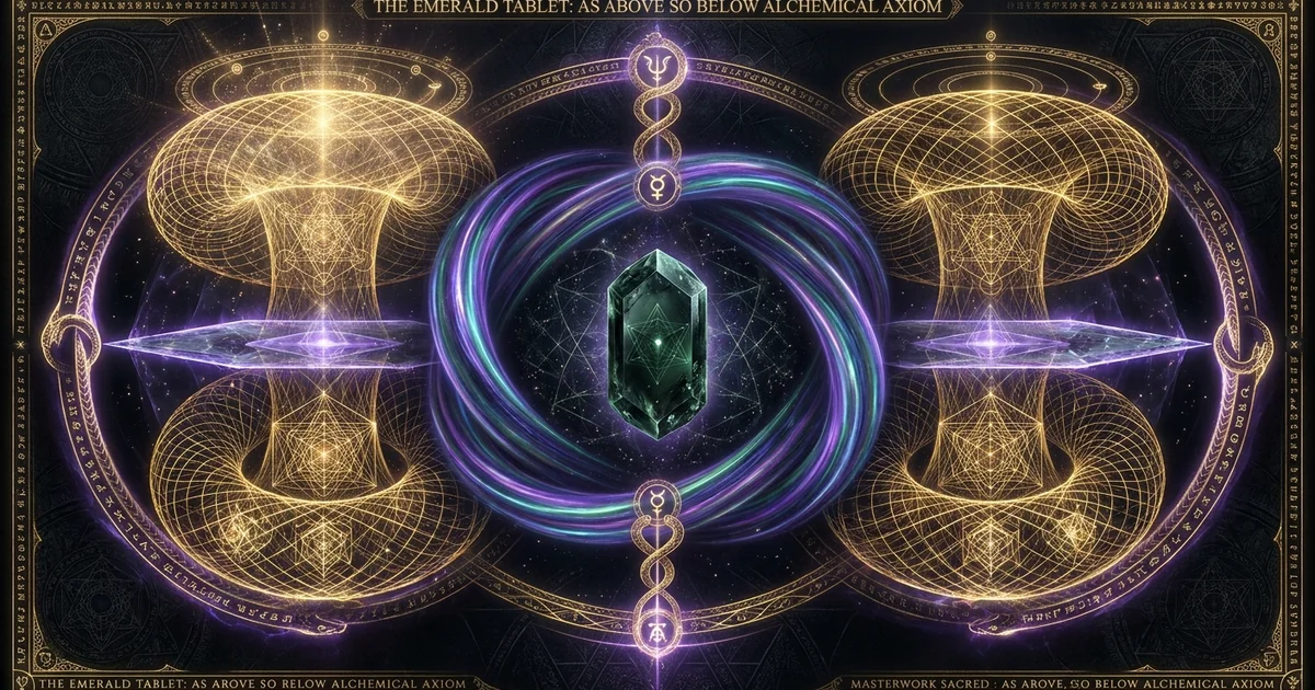 Cover illustration for treatise: Emerald Tablet: Hermes Tabula Smaragdina As Above So Below