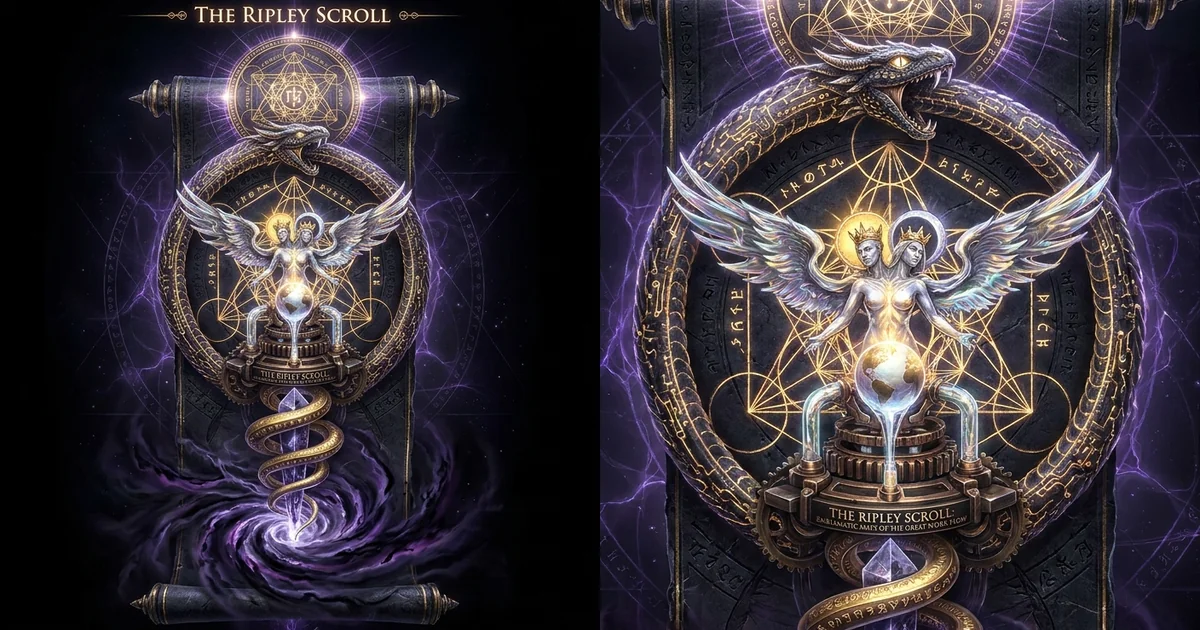 Cover illustration for treatise: Ripley Scroll George Ripley Alchemical Iconography Emblem