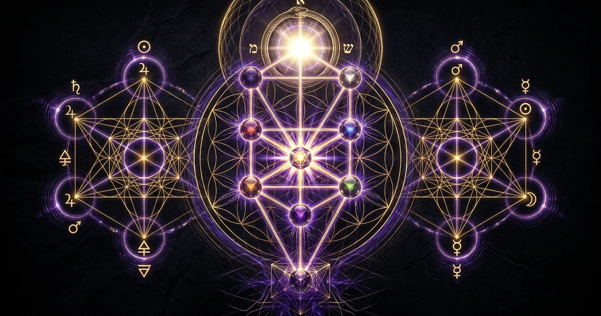 Cover illustration for treatise: Sacred Tree & Flower of Life Geometry: Alignment Derivation