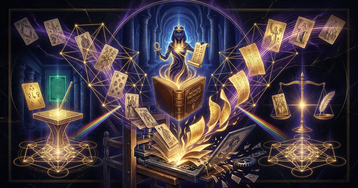 Cover illustration for treatise: Court de Gebelin Egyptian Origins Tarot in Monde Primitif