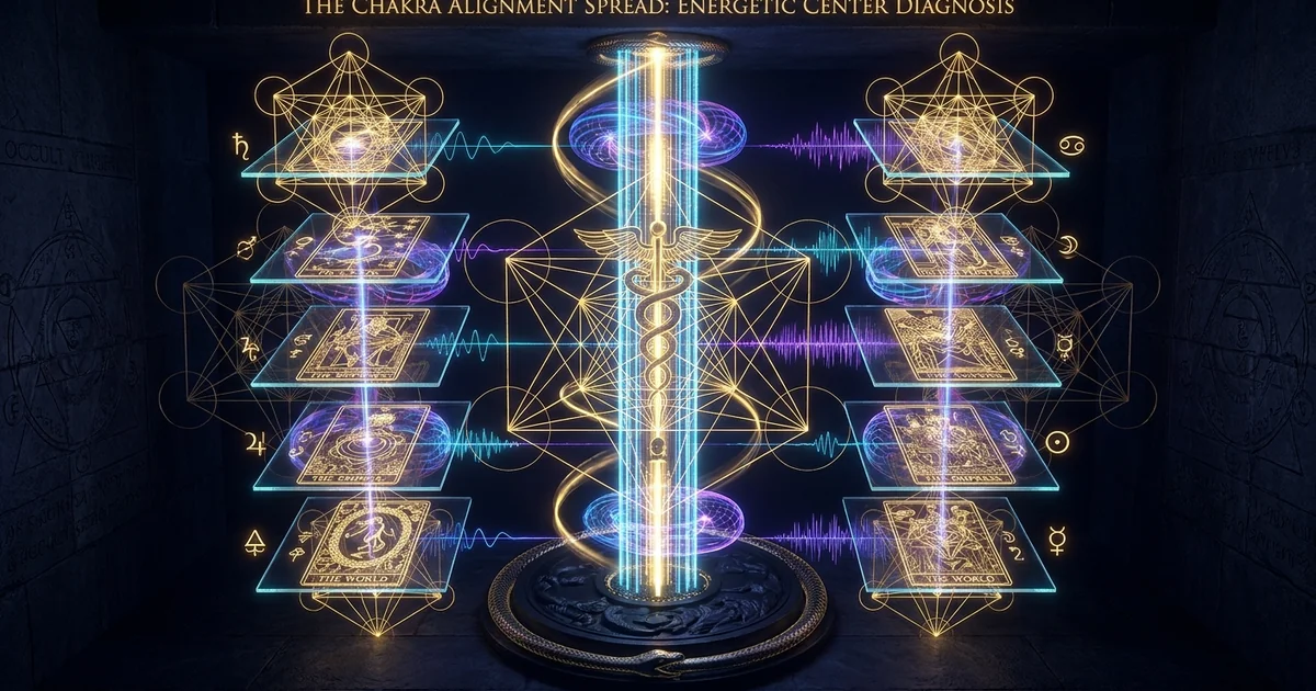 Cover illustration for treatise: Chakra Alignment Tarot Spread Diagnosis: A Pranic Model
