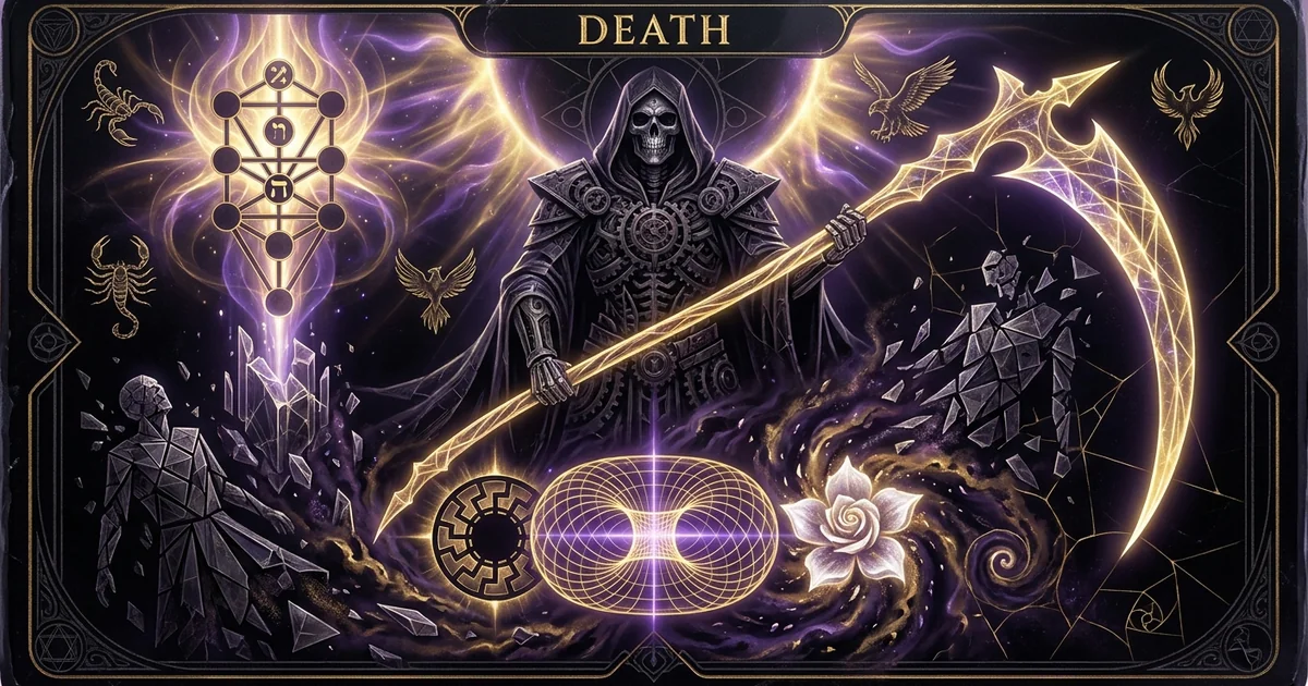 Cover illustration for treatise: Key 13: Death Archetype Transformation Rebirth Model