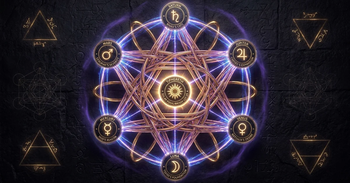 Cover illustration for treatise: Elemental Hexagram Tarot Spread Invocations & Praxis