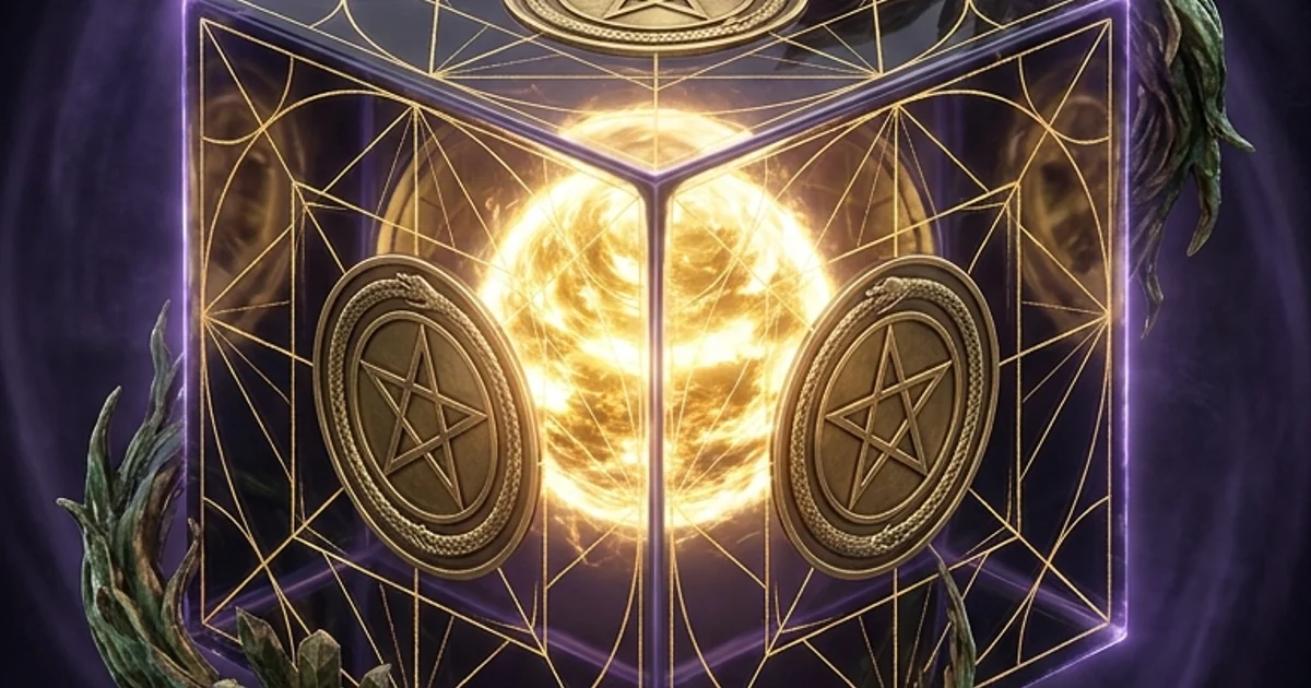 Cover illustration for treatise: Four of Pentacles Tarot Meaning: Material Stasis & Form