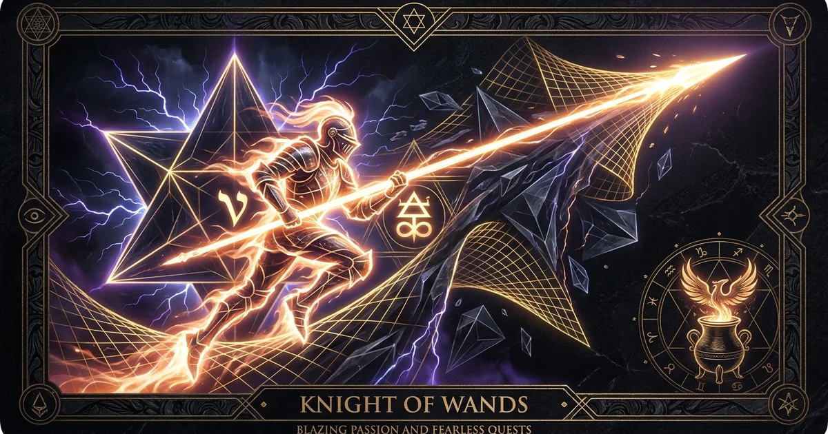 Cover illustration for treatise: Knight of Wands Tarot Meaning: Archetypal Fire and Will