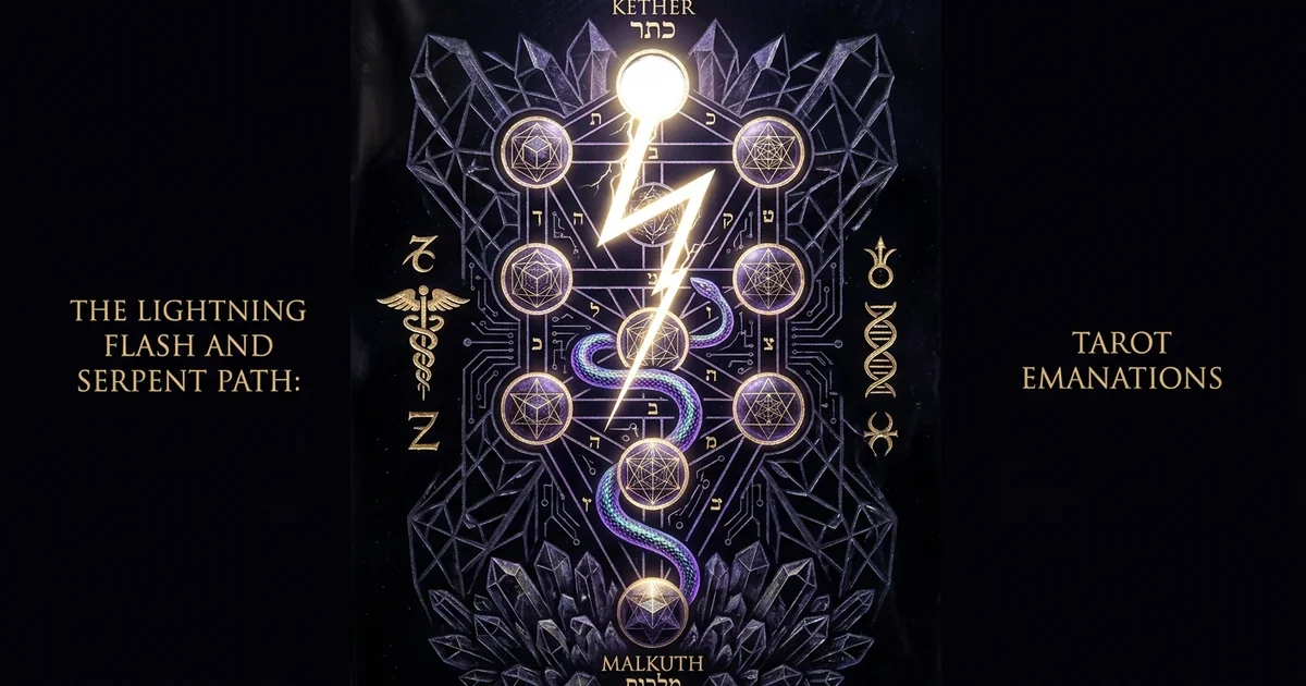 Cover illustration for treatise: Lightning Flash Serpent Path Tarot Emanations: Qabalah