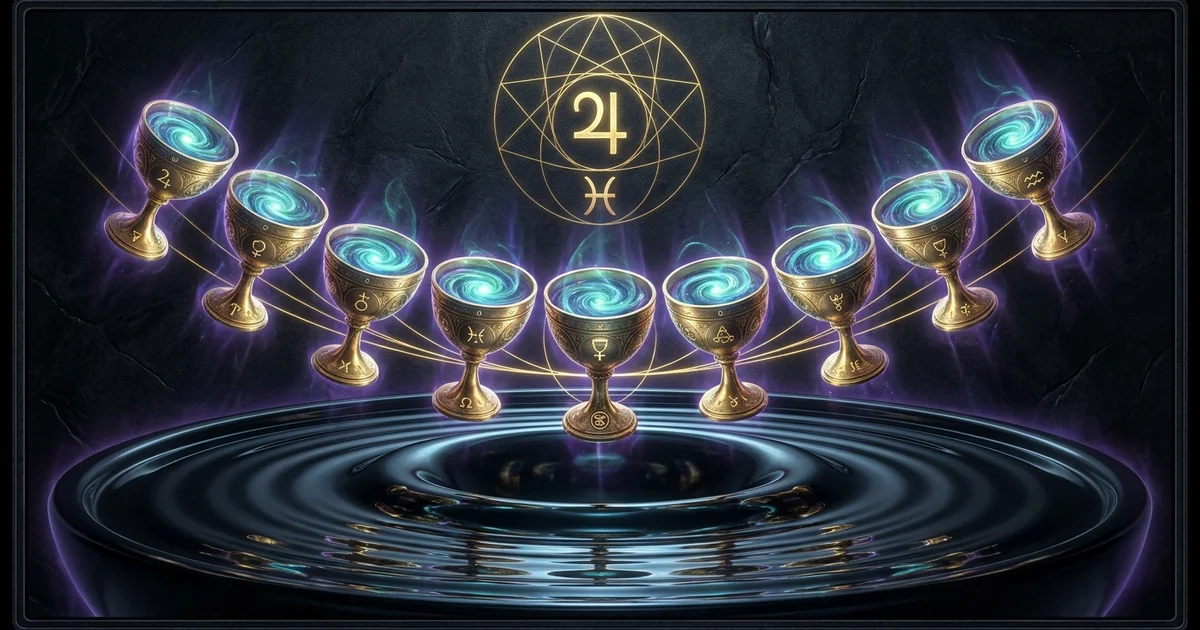 Cover illustration for treatise: Nine of Cups Tarot Meaning: Soul Fulfillment and Yesod