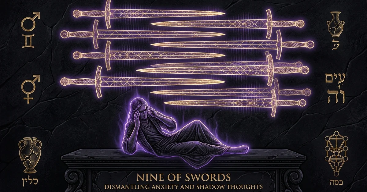 Cover illustration for treatise: Nine of Swords Tarot Meaning: Epistemology of Anxiety