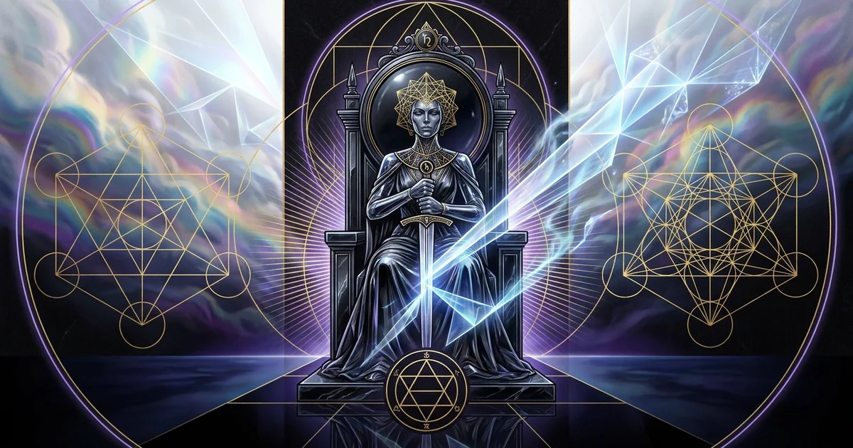 Cover illustration for treatise: The Queen of Swords Tarot Meaning: Epistemic Clarity