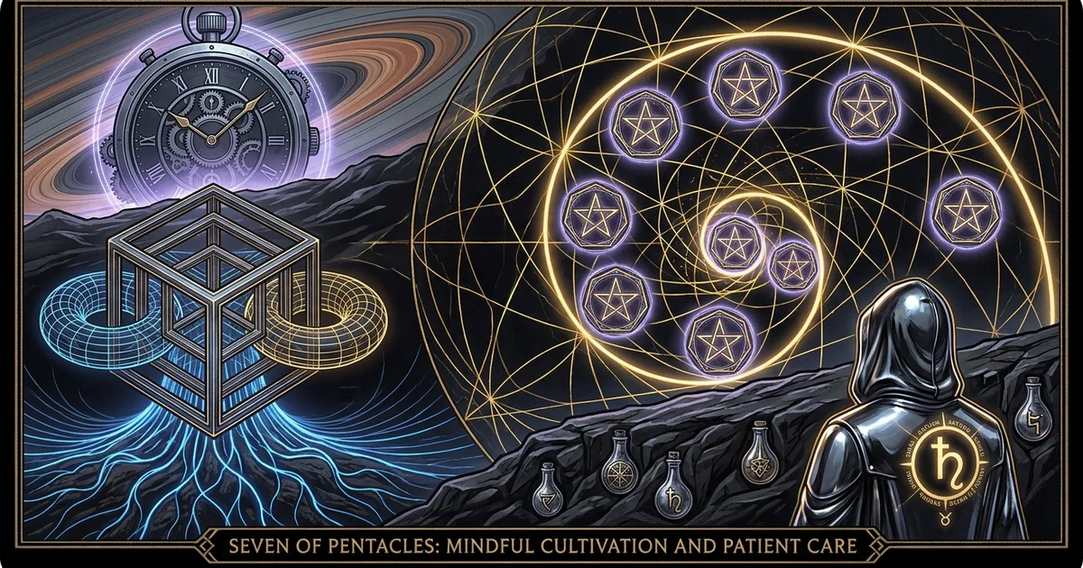 Cover illustration for treatise: Seven of Pentacles Tarot Meaning: The Laws of Gestation