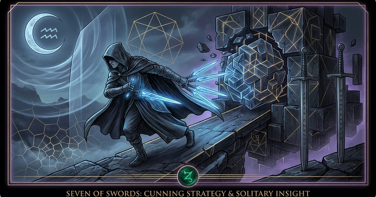 Cover illustration for treatise: The Seven of Swords Tarot Meaning: Asymmetric Intellect