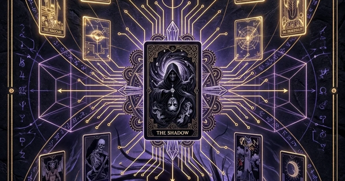 Cover illustration for treatise: The Shadow Work Tarot Spread Subconscious Diagnostics