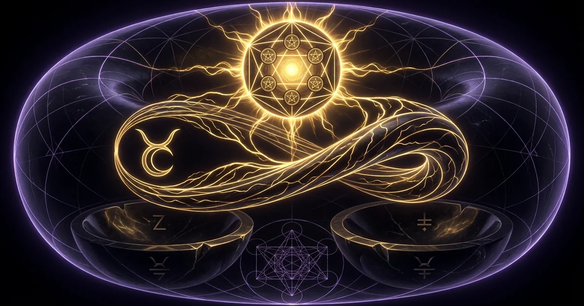 Cover illustration for treatise: The Six of Pentacles Tarot Meaning in Esoteric Systems