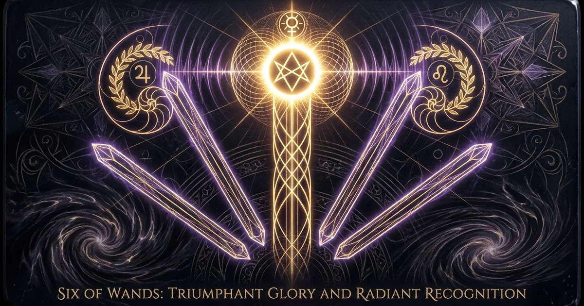 Cover illustration for treatise: Six of Wands Tarot Meaning: The Radiant Victory of Fire