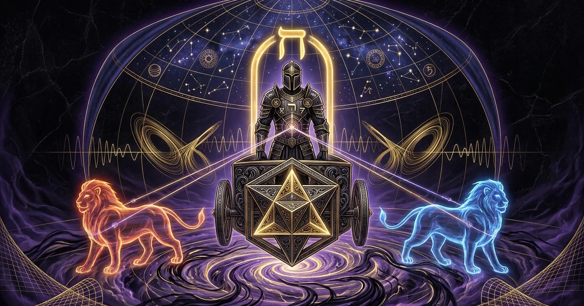 Cover illustration for treatise: The Chariot Archetype Victorious Will: Cybernetic Flow