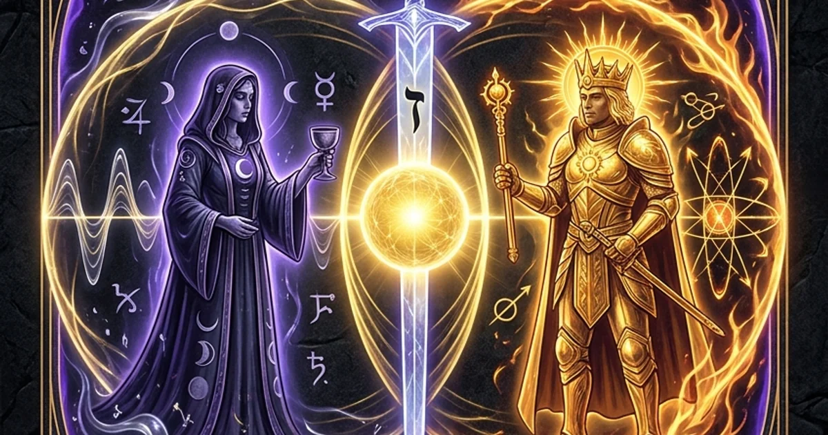Cover illustration for treatise: The Lovers Archetype Sacred Synthesis in Hermetic Tarot