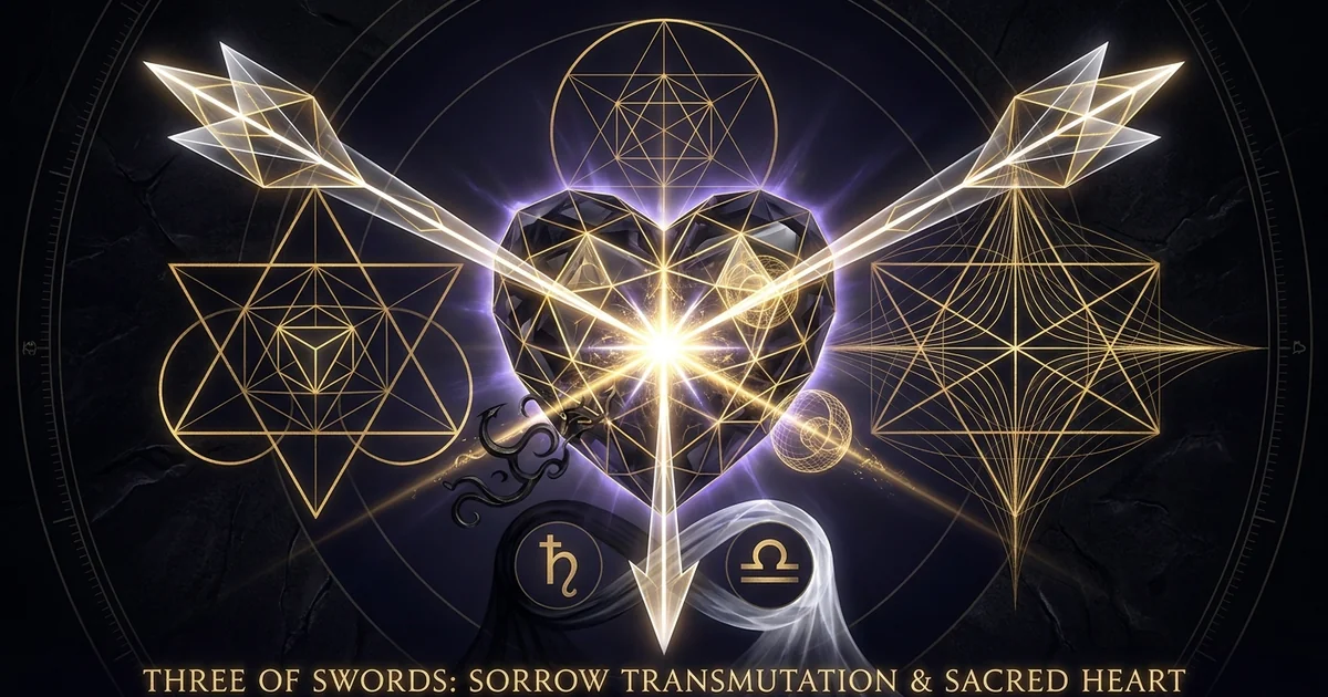 Cover illustration for treatise: Three of Swords Tarot Meaning: Sorrow and Transmutation