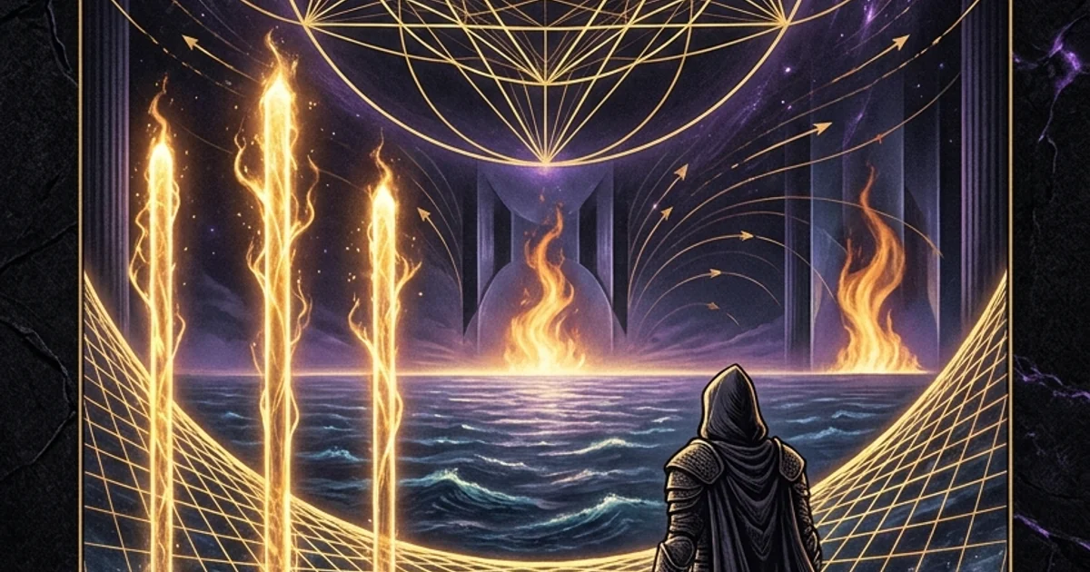 Cover illustration for treatise: Three of Wands Tarot Meaning: Vision and Cosmic Expansion