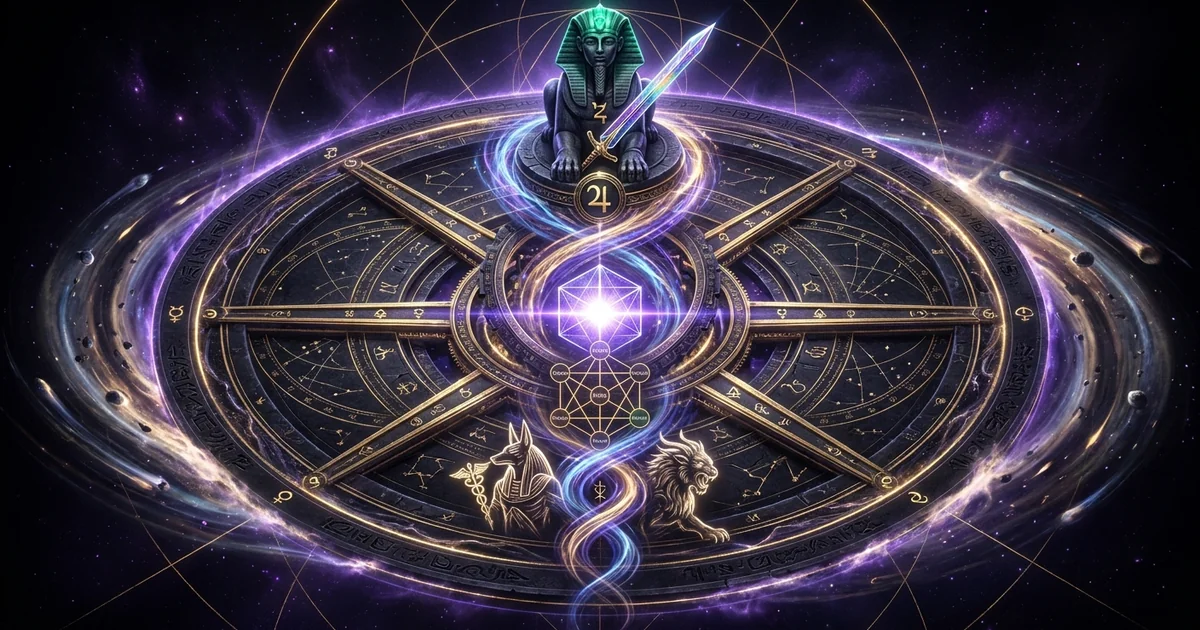 Cover illustration for treatise: Wheel of Fortune Cycles Karma Destiny: A Hermetic Study